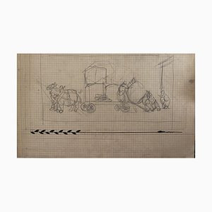 Gabriele Galantara, Composition, Pencil Drawing, 19th Century