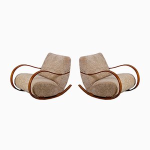 Schwedische Schaukelstühle aus Schaffell, 1950er