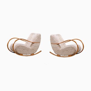 Set de Chaises à Bascule en Peau de Mouton, Suède, 1950s