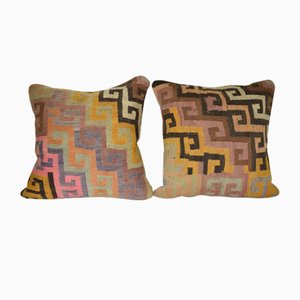 Geometric Aztec Turkish Kilim Cushion Covers, Set of 2