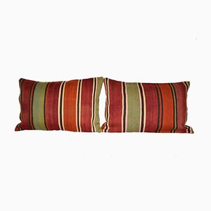 Turkish Hand-Woven Wool Kilim Cushion Covers, Set of 2