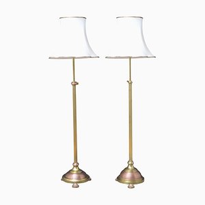 Antique Edwardian Copper and Brass Floor Lamps, Set of 2