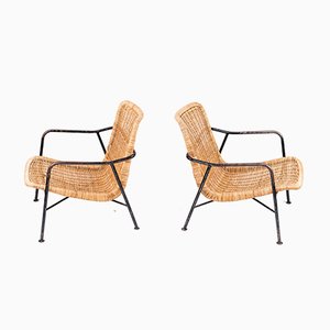 Fauteuils en Rotin, Suède, 1960s, Set de 2