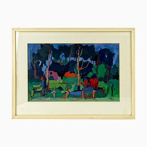 Henri Titselaar, cortile degli agricoltori, pittura ad olio