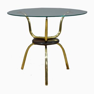 Vintage Italian Glass and Brass Coffee Table, 1950s