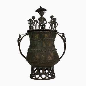 Cast Bronze Lidded Gold Pot from Ashanti Tribe