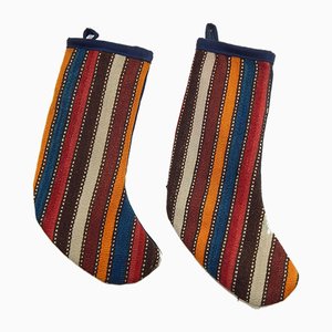 Medias de Navidad Kilim turcas. Juego de 2