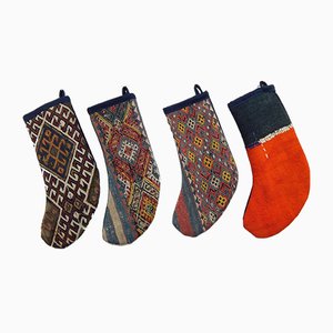 Turkish Kilim Christmas Stockings, Set of 4