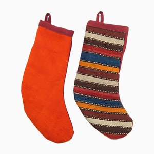 Medias navideñas Kilim turcas. Juego de 2