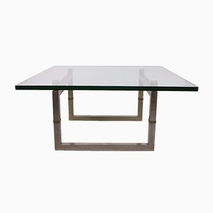 Model Biri T29 Coffee Table with Stainless Steel Frame by Peter Ghyczy, 1986