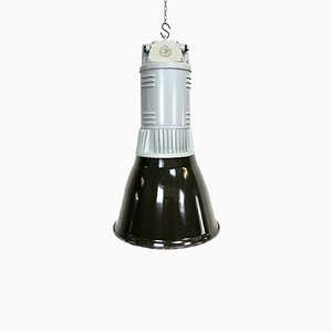 Lampada a sospensione vintage industriale nera, anni '60