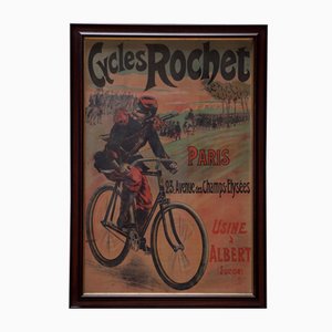 Poster grande originale con schienale in linoleum di Lucien Lefevre, 1895 per Cycles Rochet