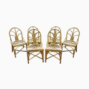 Wicker Dining Chairs, 1960s, Set of 6