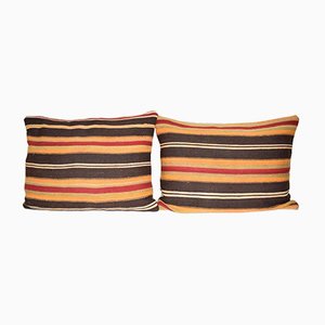 Turkish Lumbar Kilim Cushion Covers, Set of 2