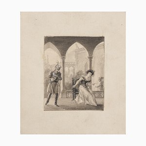 Gallant Scene, 19th Century, Pencil Drawing