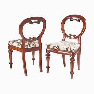 Set of Antique Victorian Mahogany Balloon Back Chairs