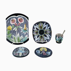 Keramik Set mit Mädchen- und Blumenmotiven von Tilgmans, Schweden, 1960er, 6er Set