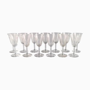 Glasses in Mouth Blown Crystal Glass from St. Louis, Belgium, 1930s, Set of 13