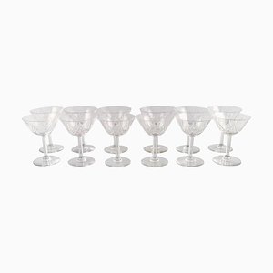 Champagne Glasses in Mouth-Blown Crystal Glass from St. Louis, Belgium, 1930s, Set of 12