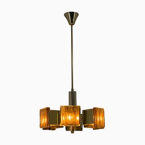 Mid-Century Brass and Resin Chandelier, 1960s