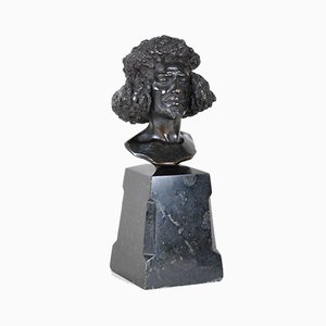Antique Abyssinian Human Head Sculpture, Bronze