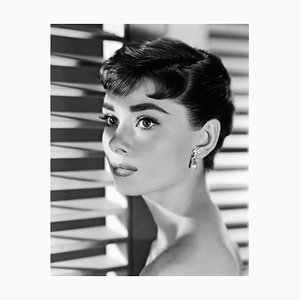 Audrey Hepburn Portrait Archival Pigment Print Framed In White by Alamy Archives