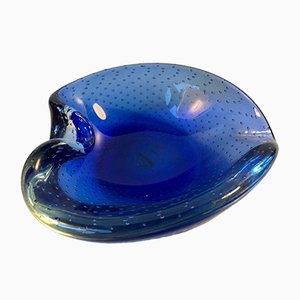 Blauer Murano Sideglas Aschenbecher von Seguso, 1950er