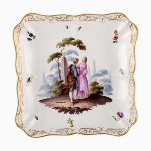 Cuenco o plato Meissen de porcelana pintada a mano, siglo XIX