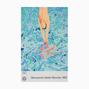 David Hockney Olympische Spiele Poster (gedruckte Signatur in Bild), (1970)