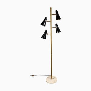 Floor Lamp with 4 Arms in Brass, Italy, 1950s