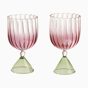 Calypso Water & Wine Set in Pink by Serena Confalonieri, Set of 2