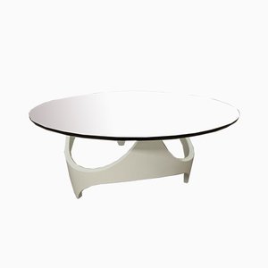 Space Age Curved White Wooden Coffee Table, 1970s