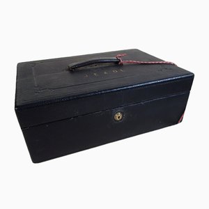 Caja para escribir de cuero con llave de Milne Edinburgh, años 20