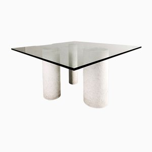 Marble and Glass Dining Table by Giulio Lazzotti for Casigliani, 1970s