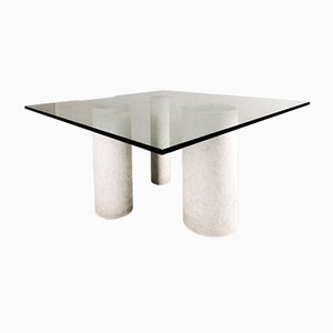 Table de Salle à Manger en Marbre et Verre par Giulio Lazzotti pour Casigliani, 1970s