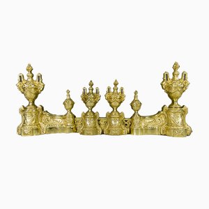 Kamin Set aus Bronze im Louis XVI Stil von Charles Casier, 5er Set