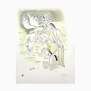 Litografía Jean Cocteau, Angel, 1967, coloreada a mano