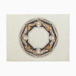 Ceiling Decoration, 18th Century, Original ink and Watercolor