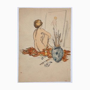 Nude, 20th Century Original ink, Pastel and Watercolor