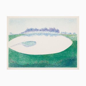 Lake in a Meadow, 20th Century, Original Lithograph