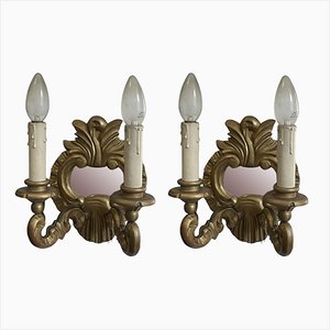 Appliques Murales Baroques en Bois, Set de 2