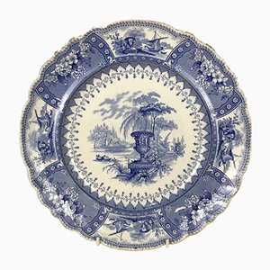 Plato Canova inglés de cerámica en azul y blanco de Thomas Mayer, década de 1830