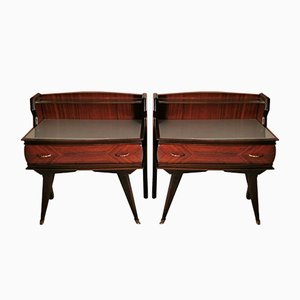 Italian Rosewood Nighstands with Glass Tops by Vittorio Dassi for Dassi Vittorio, 1959, Set of 2