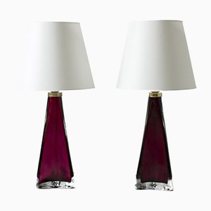 Red Glass Table Lamps by Carl Fagerlund for Orrefors, 1960s, Set of 2