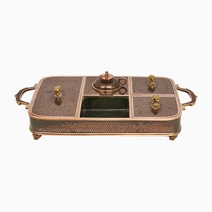 Plateau Antique en Bronze Cloisonné avec Émail Noir, Chine