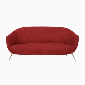 3-Sitzer Sofa aus Messing & Stoff, Italien, 1960er