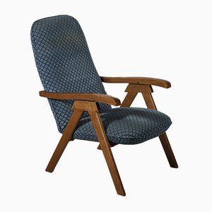 Silla de cubierta plegable italiana con tela, años 80