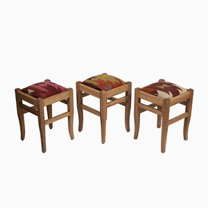 Türkische Vintage Kilim Teppich Stühle, 3er Set