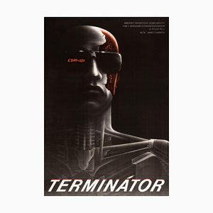 Poster originale del film Terminator vintage di Milan Pecák, Repubblica Ceca, 1990