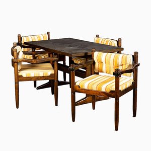 Esstisch & Stühle aus Massivholz im skandinavischen Stil, 1960er, 5er Set